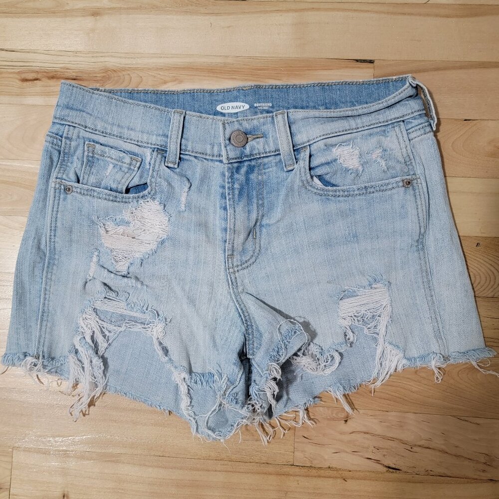 Old Navy Mid Rise Boyfriend Distressed Denim Jean Shorts Size 0